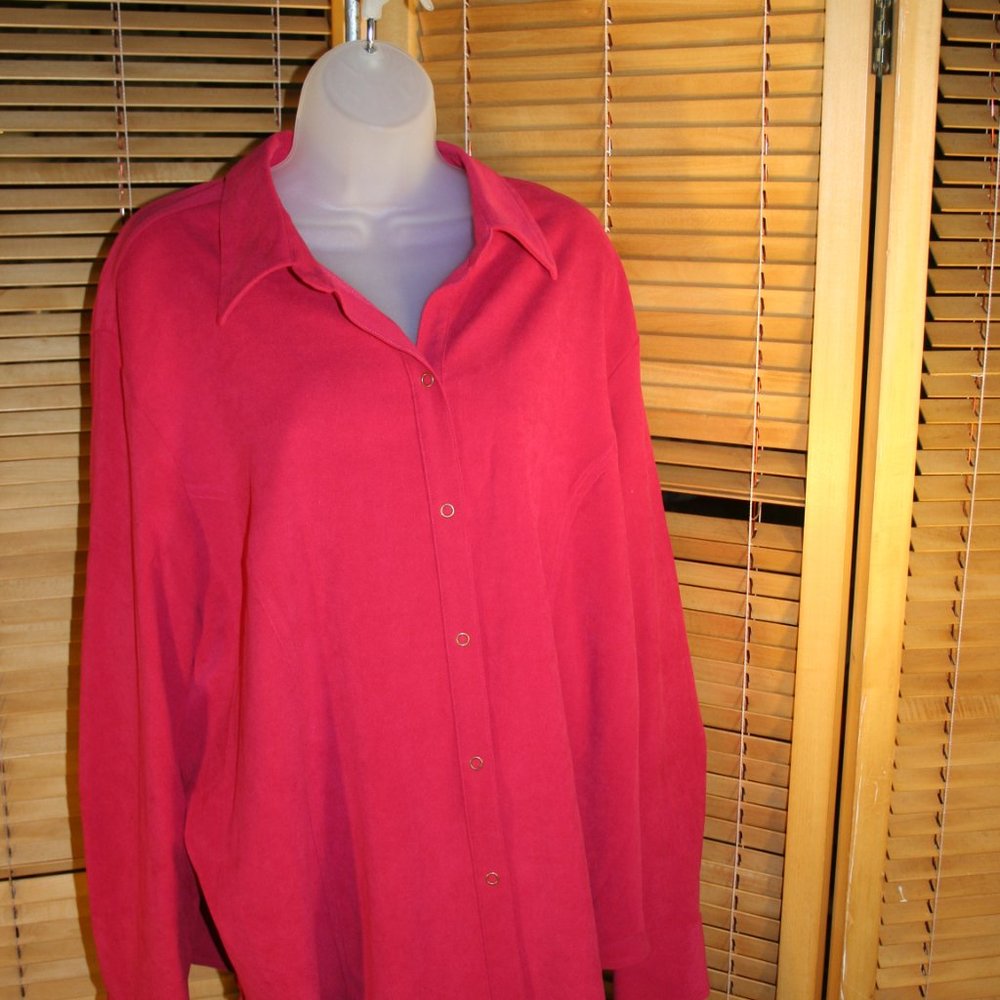 Johanna Plus Shirt Red Faux Suede Size 2X